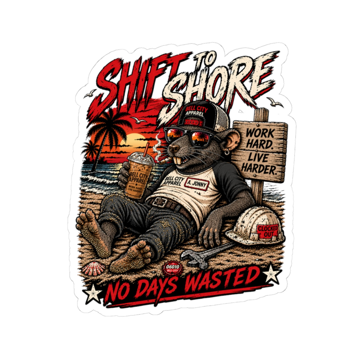 Beach Rat Kiss-Cut Sticker