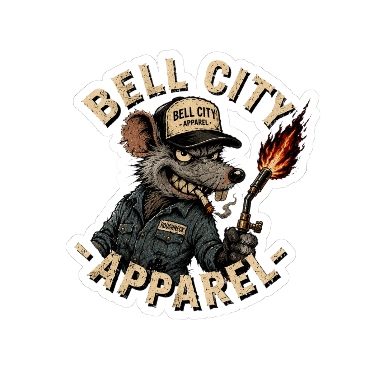 Bell City Rat Kiss-Cut Sticker